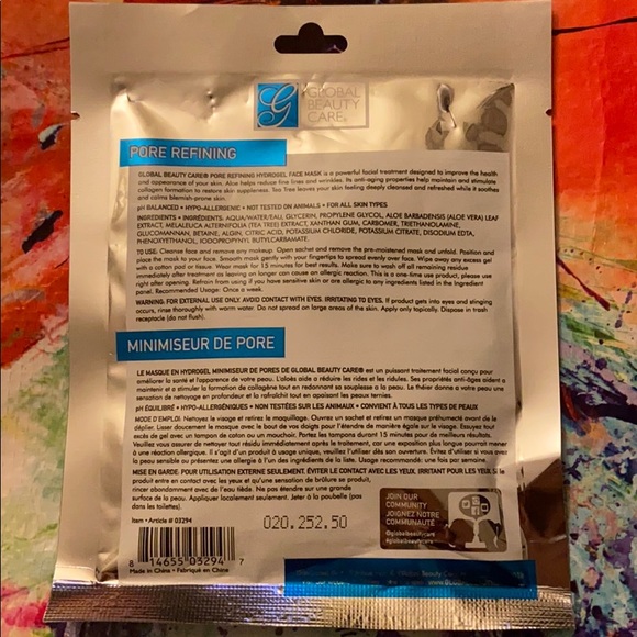 Set of 2 Global Beauty Care Face Masks Gel & Hydrogel Bundle NWT - Picture 3 of 8